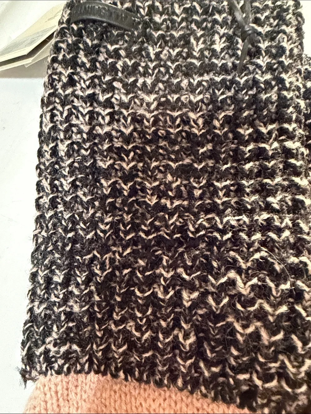 AllSaints Two-Tone Black & Blush Knit Gloves
